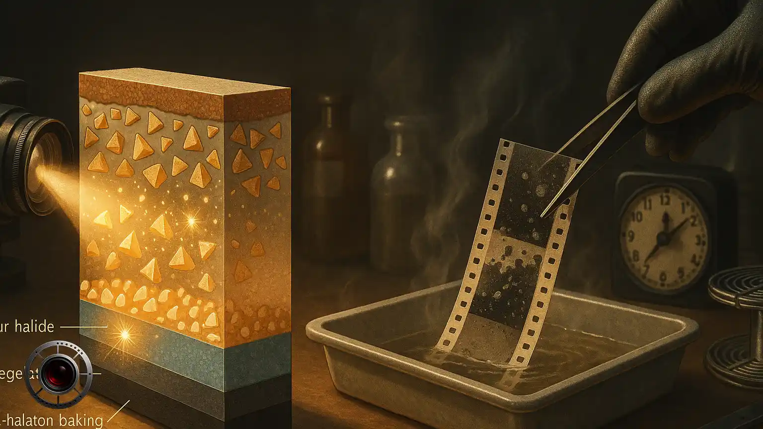 ساختار شیمیایی فیلم عکاسی هنگام نوردهی و ظهور