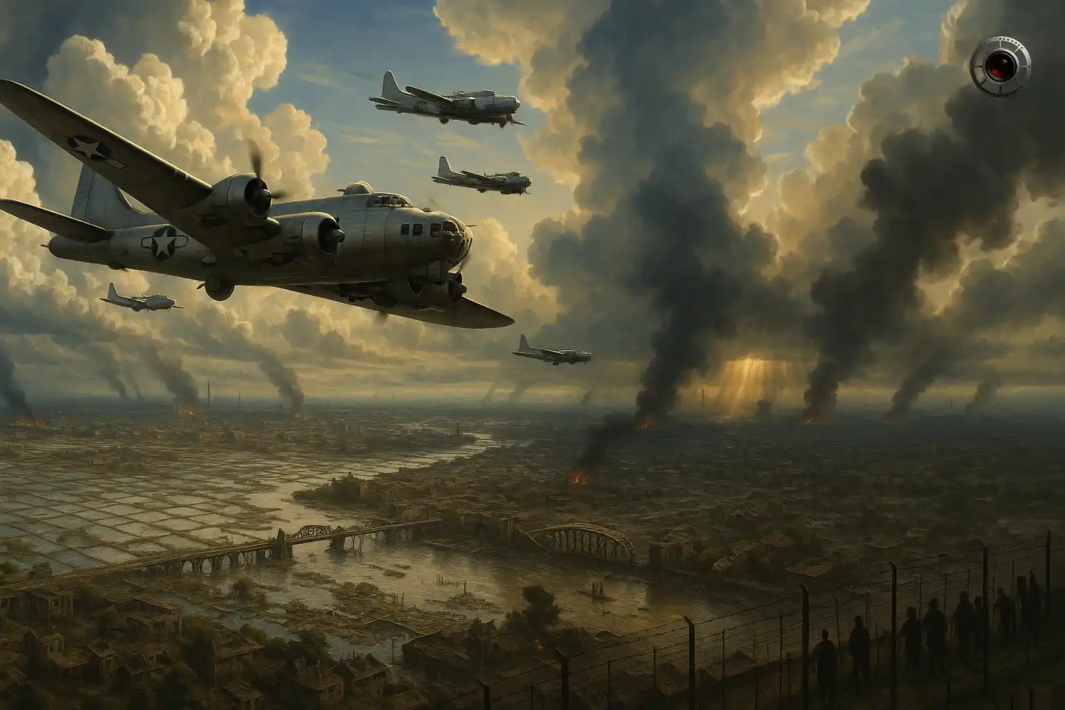 بمب افکن های ژاپن بر فراز شانگهای در جنگ چین و ژاپن 1937